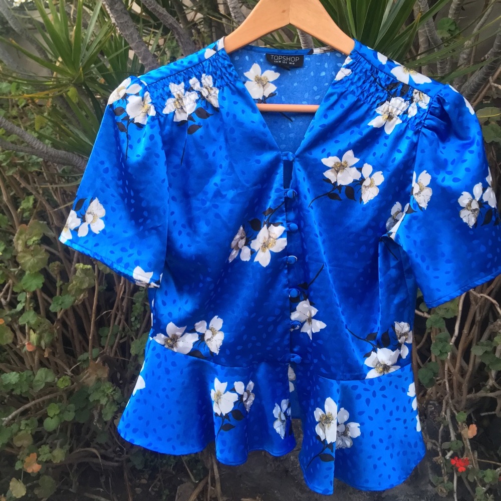 Blue satin blouse (Topshop)